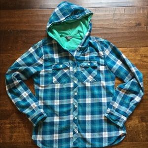 Eddie Bauer Flannel Plaid Hooded Shirt